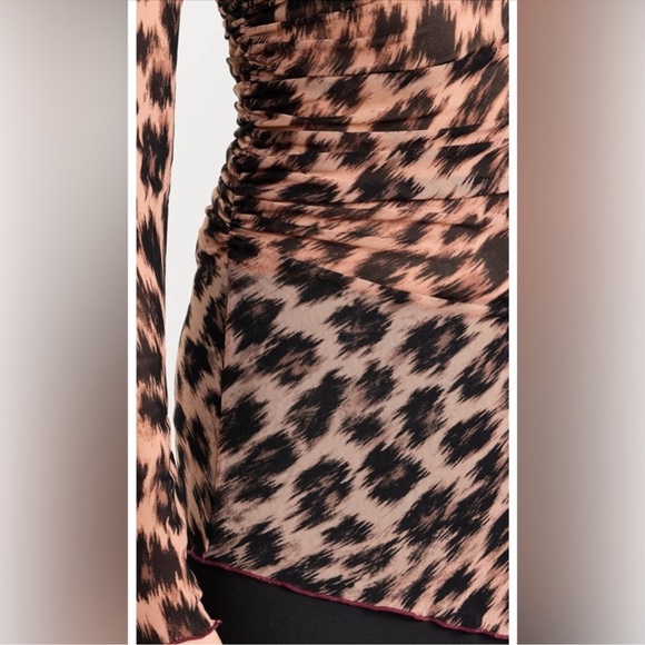 Free People Intimately Something Extra Leopard Print Sheer Tunic with Ruching - Picture 7 of 11